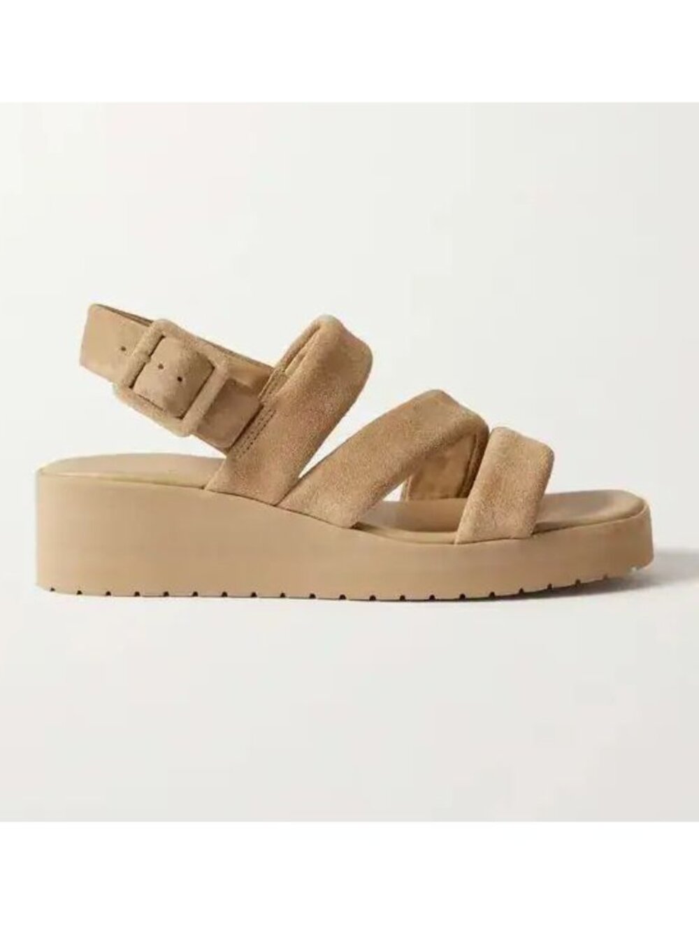 VINCE Skylar Low Wedge Slingback SANDALS Size 8.5 Nude Beige Suede NEW $280 - Picture 2 of 16
